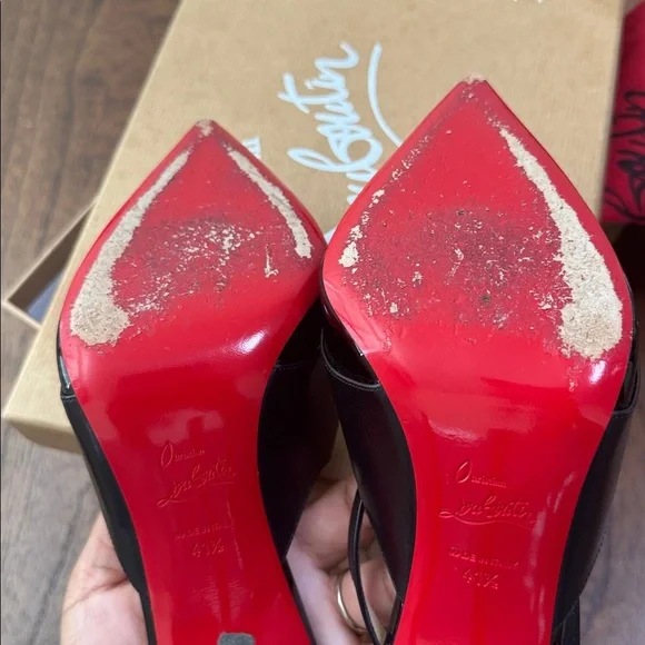 Christian Louboutin Crissos 100 Patent & Nappa Shiny Leather Pump Size 41.5 - Picture 12 of 14